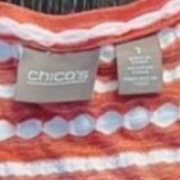 CHICOS pink/white Short sleeve top Size 1
 (Medium) lightweight top - Picture 3 of 10